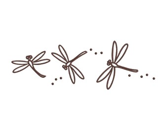 Dragonfly Trio Machine Embroidery Design, 5 sizes, Instant Download