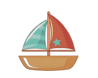 Sail Boat Embroidery Design, Boat embroidery File, 4 sizes, Instant Download