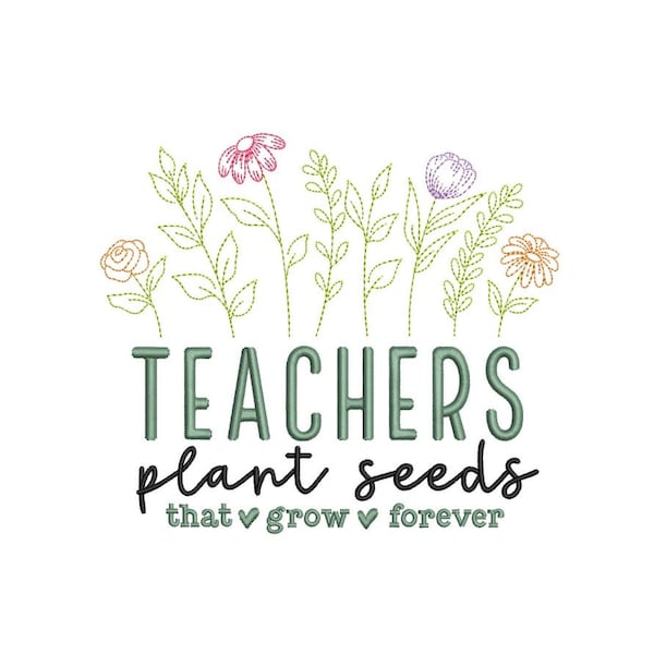 Teacher Embroidery Design, 3 sizes, Instant Download