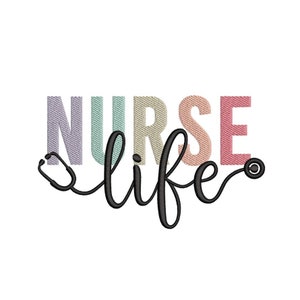Nurse Life, Stethoscope Embroidery Design, 4 sizes, Instant Download