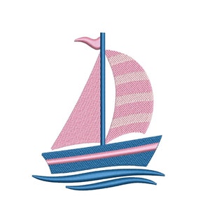 Sail Boat Embroidery Design, Boat embroidery File, 4 sizes, Instant Download