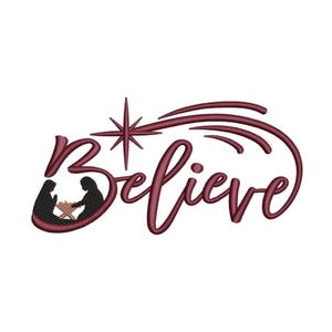 Believe Embroidery Design, Merry Christmas Embroidery File, 3 sizes, Instant Download