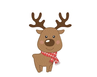 Christmas Reindeer Embroidery Design, 5 sizes, Instant Download