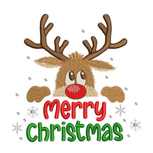 Christmas Reindeer Embroidery Design, 4 sizes, Instant Download