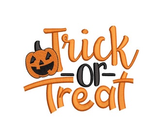 Trick or Treat Embroidery Design, Halloween Embroidery File, 3 sizes, Instant Download