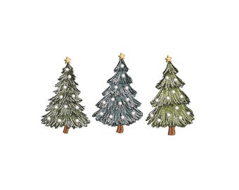 Christmas Trees Embroidery Design, Merry Christmas Machine Embroidery Files, 3 sizes, Instant Download