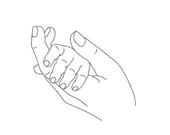 Hand holding baby hand embroidery design, 5 sizes, Instant download