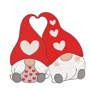 Valentine&#39;s Day Gnomes Embroidery Design, 4 sizes, Instant Download