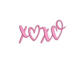 XOXO Heart Embroidery Design, 4 sizes, Instant Download