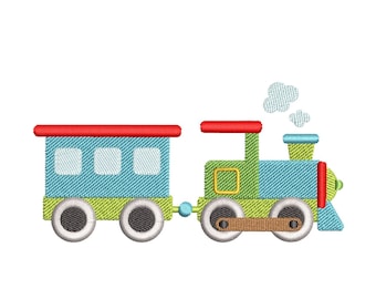 Toy Train Embroidery Design, 4 sizes, Instant Download