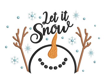 Let it Snow Christmas Winter Xmas Embroidery Design, 4 sizes, Instant Download