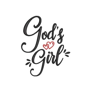 God&#39;s Girl Embroidery Design, 3 sizes, Instant Download