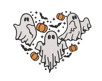 Ghosts Embroidery Design, Halloween Embroidery File, 4 sizes, Instant Download
