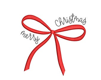 Weihnachten Schleife Winter Xmas Stickdatei, Stickmuster, 4 Größen, Instant Download