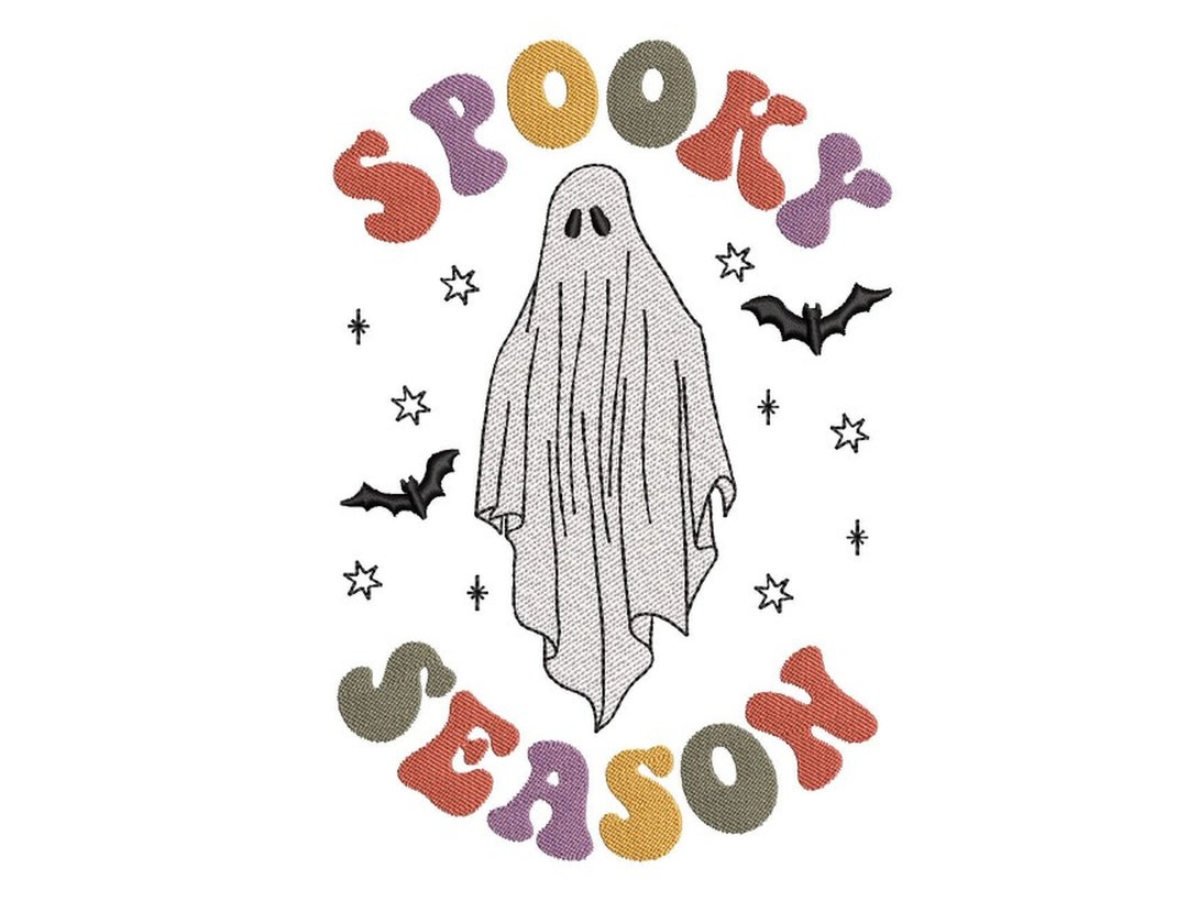 Spooky Season Embroidery Design, Halloween Embroidery File, 3 Sizes