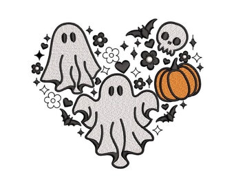 Boo Embroidery Design, Ghosts Embroidery Design, Halloween Embroidery File, 4 sizes, Instant Download