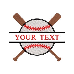 Split Baseball Machine Embroidery Design, Sport Embroidery Design, 3 sizes, Instant Download