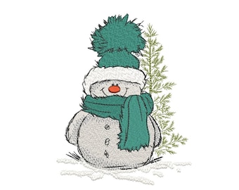 Schneemann Stickdatei, Weihnachten Stickmuster, 3 Größen, Instant Download