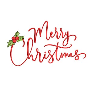 Merry Christmas Embroidery Design, 4 sizes, Instant Download