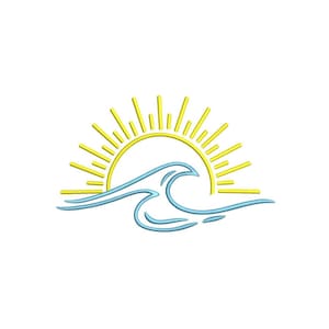 Sun and Ocean Waves design, 5 sizes, Instant download