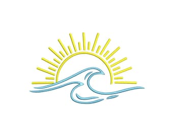 Motif soleil et vagues de l'océan, 5 tailles, téléchargement immédiat