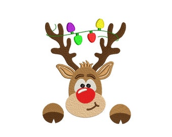 Christmas Deer Embroidery Design, 5 sizes, Instant Download