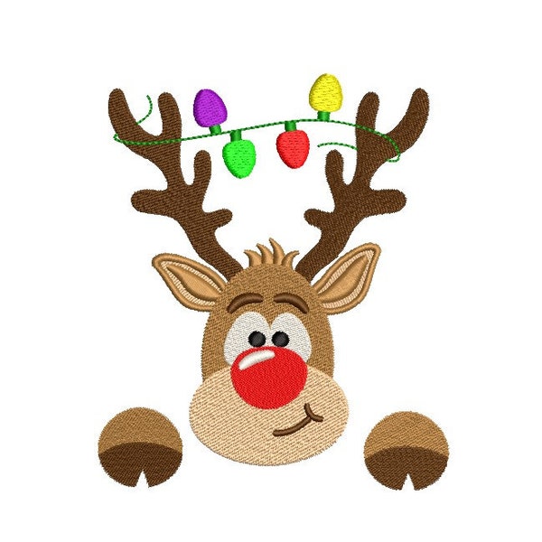 Christmas Deer Embroidery Design, 5 sizes, Instant Download