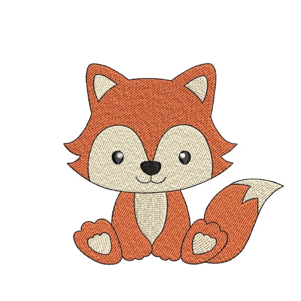 Baby Fox Embroidery Design, 4 sizes, Instant Download