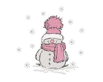 Schneemann Stickdatei, Weihnachten Stickmuster, 3 Größen, Instant Download