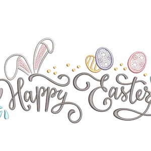 Happy Easter Embroidery Design, 4 sizes, Instant Download