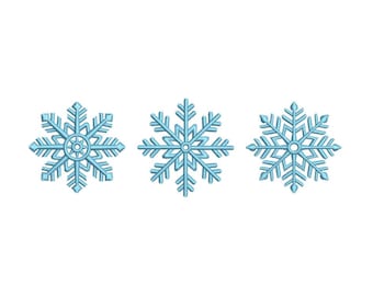 Diseño de bordado de copos de nieve, archivo de bordado de Feliz Navidad, 5 tamaños, descarga instantánea