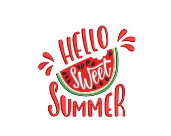Hello Summer Embroidery Design, 3 sizes, Instant Download