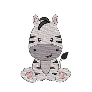 Baby Zebra Embroidery Design, 4 sizes, Instant Download