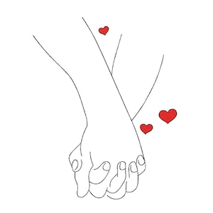 Holding Hands Embroidery Design, 4 sizes, Instant Download