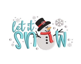 Let it Snow Embroidery Design, Christmas Embroidery File, 3 sizes, Instant Download