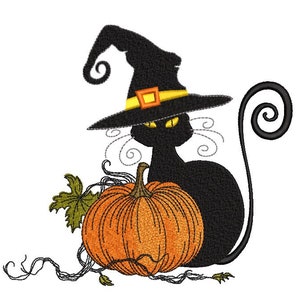 Halloween Cat Embroidery Design, 5 sizes, Instant Download