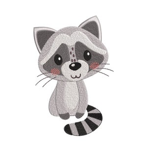 Racoon Embroidery Design 4 sizes, Instant Download