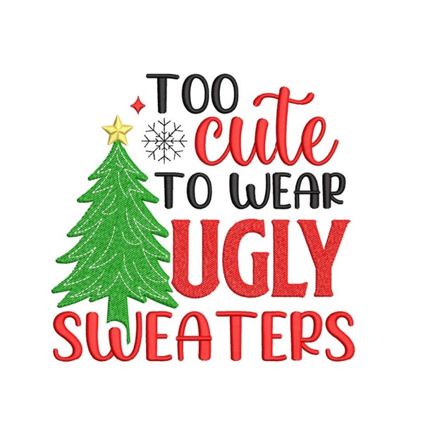 Christmas Ugly Sweater Embroidery Design, 3 sizes, Instant Download