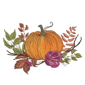Pumpkin Embroidery Design, 3 sizes, Instant Download