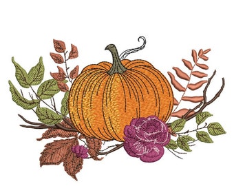 Pumpkin Embroidery Design, 3 sizes, Instant Download