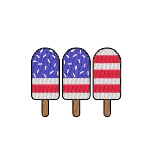 Broderidesign för amerikansk flagga, patriotisk glass, 4 juli, självständighetsdagen, 3 storlekar, direktnedladdning