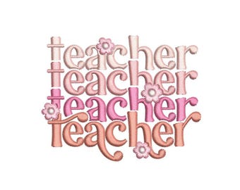Teacher Embroidery Design, 3 sizes, Instant Download