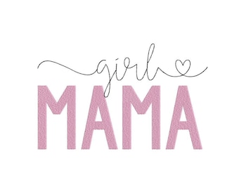 Girl Mama Borduurontwerp, 4 maten, Instant Download