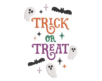 Trick or Treat Embroidery Design, Halloween Embroidery File, 3 sizes, Instant Download
