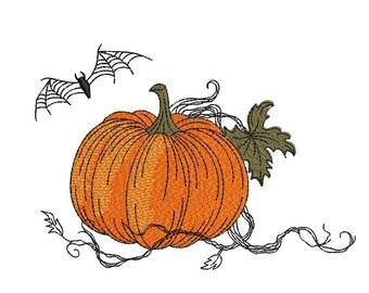 Halloween Pumpkin Bat Spiderweb Boo Spooky Season Trick Or Treat Embroidery Design, 3 sizes, Instant Download