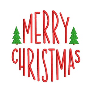Merry Christmas Embroidery Design, 4 sizes, Instant Download