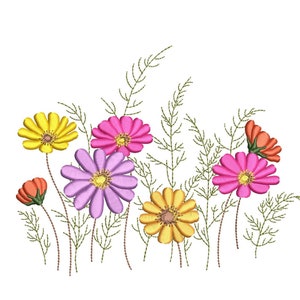 Flowers Embroidery Design, 3 sizes, Instant Download