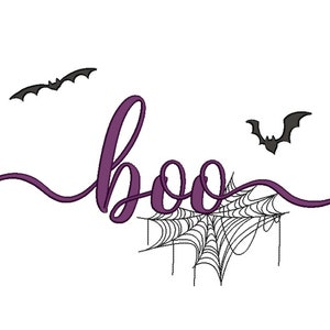 Boo Embroidery Design, Archivo de bordado de Halloween, 4 tamaños, descarga instantánea