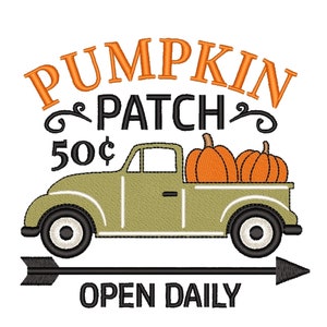 Pumpkin Patch 50 Open Daily Embroidery Design, 3 sizes, Instant Download