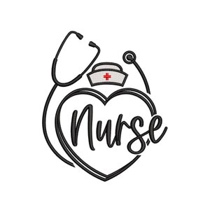 Nurse, Stethoscope Embroidery Design, 4 sizes, Instant Download